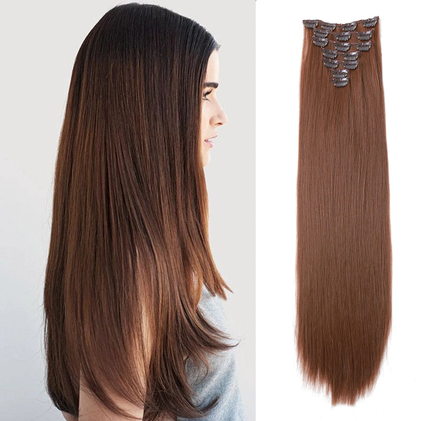 Synthetic Color Gradient Clip-In Hair Extensions