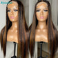 Highlight Wig Human Hair 4*4 Straight Lace Front Wig Brazilian  Wigs for Women